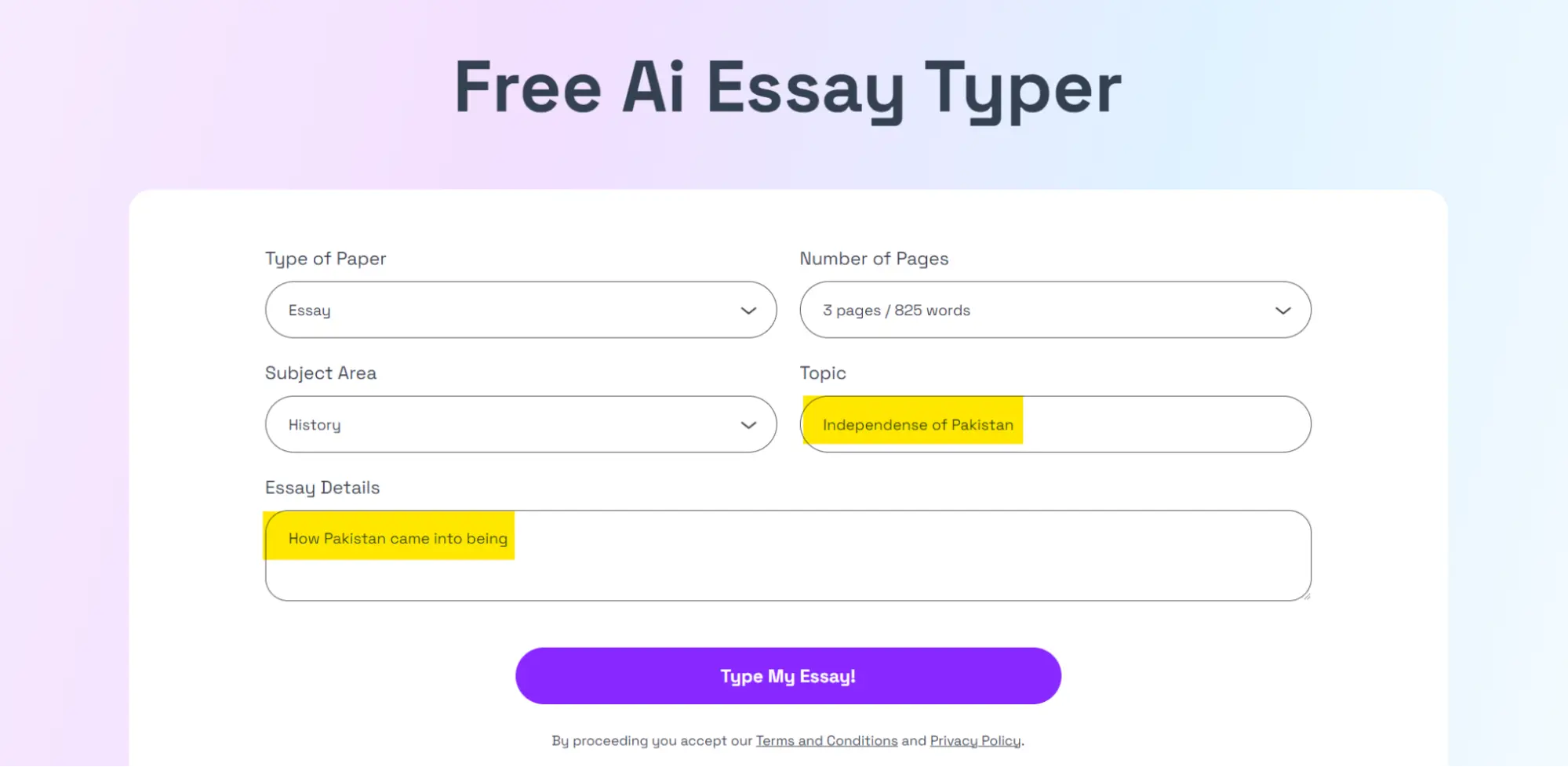 Free Ai Essay Typer